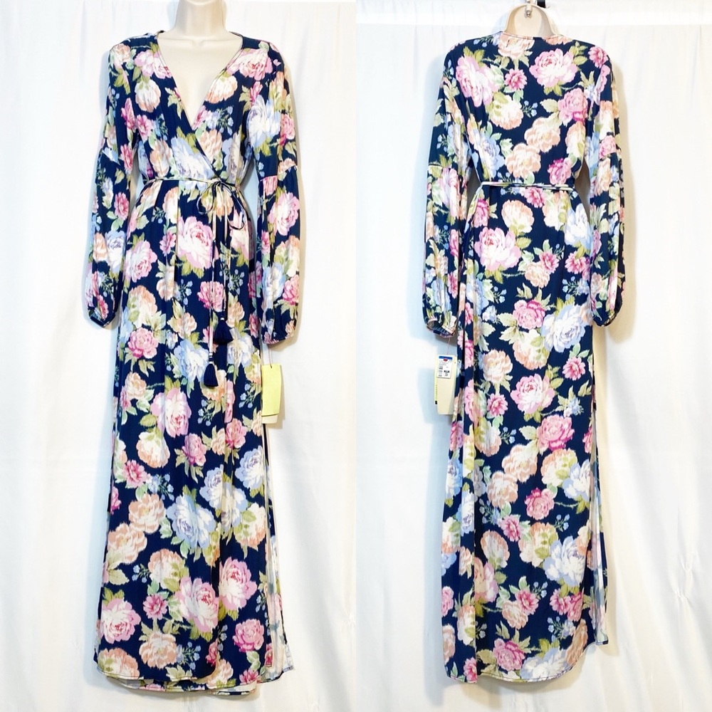 Maaji X Anthropologie Floral Sustainable Aubree Kimono Wrap Maxi Dress Cover Up - Picture 2 of 14